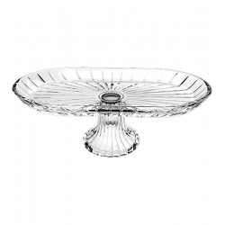 Prato Oval Com Pé 28cm Comprimento Por 14cm De Largura Em Vidro